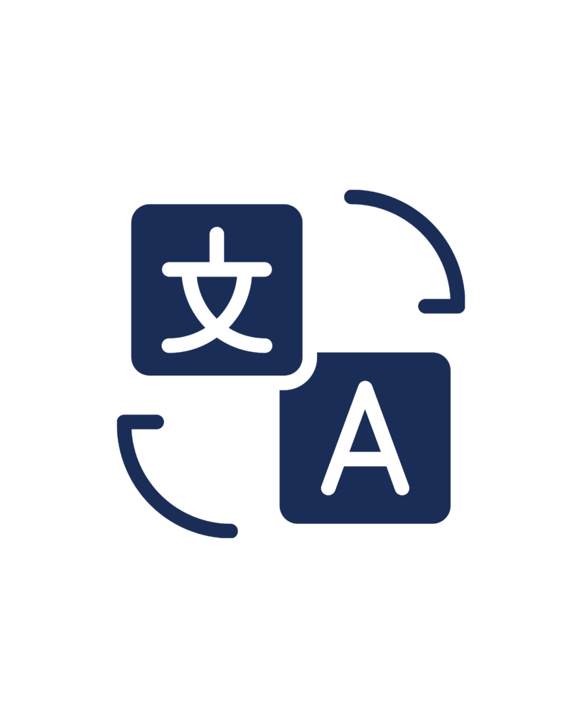 An icon with language symbols "A" and a Chinese character, representing translation functionality.
