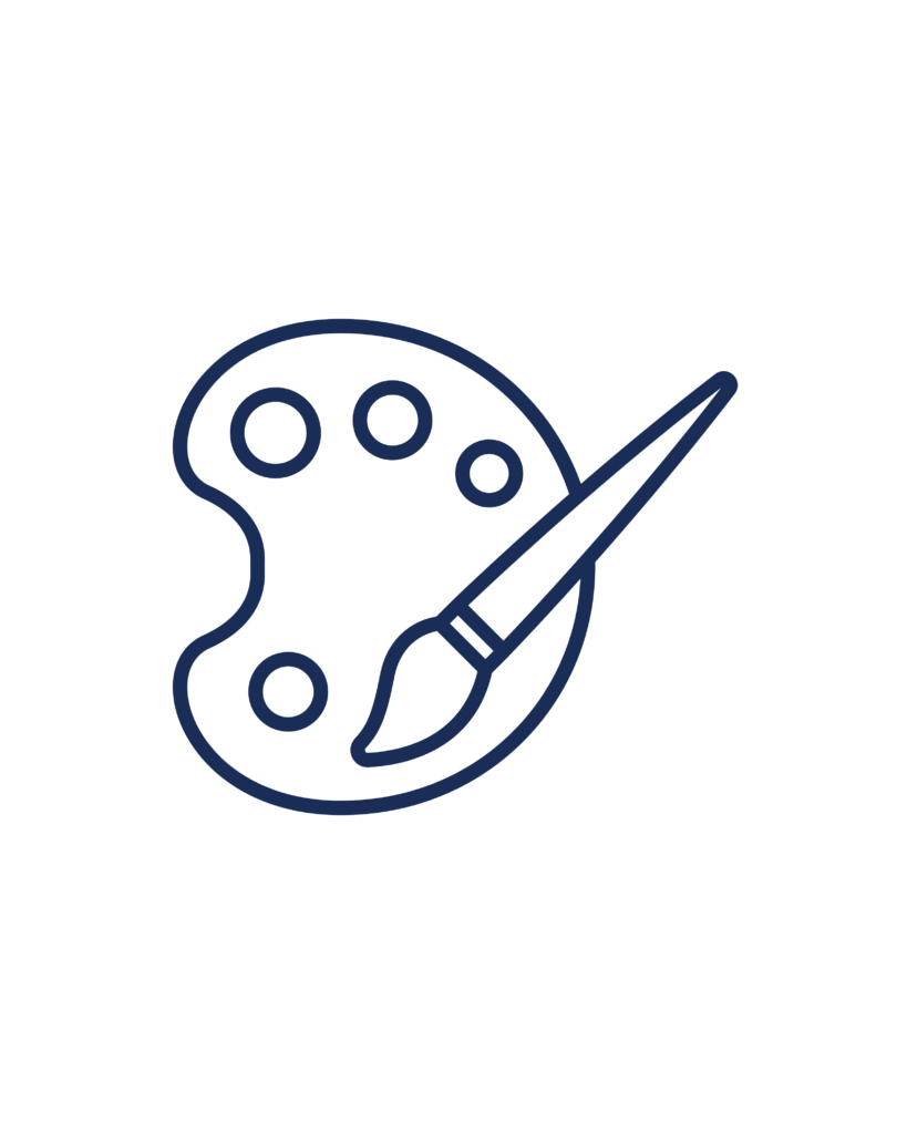 An icon of a painter's palette with a brush, representing color identification.