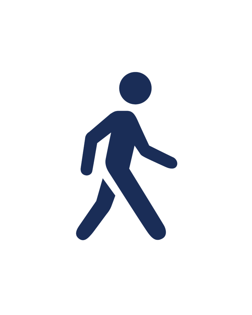 An icon of a person walking, symbolizing navigation and orientation.