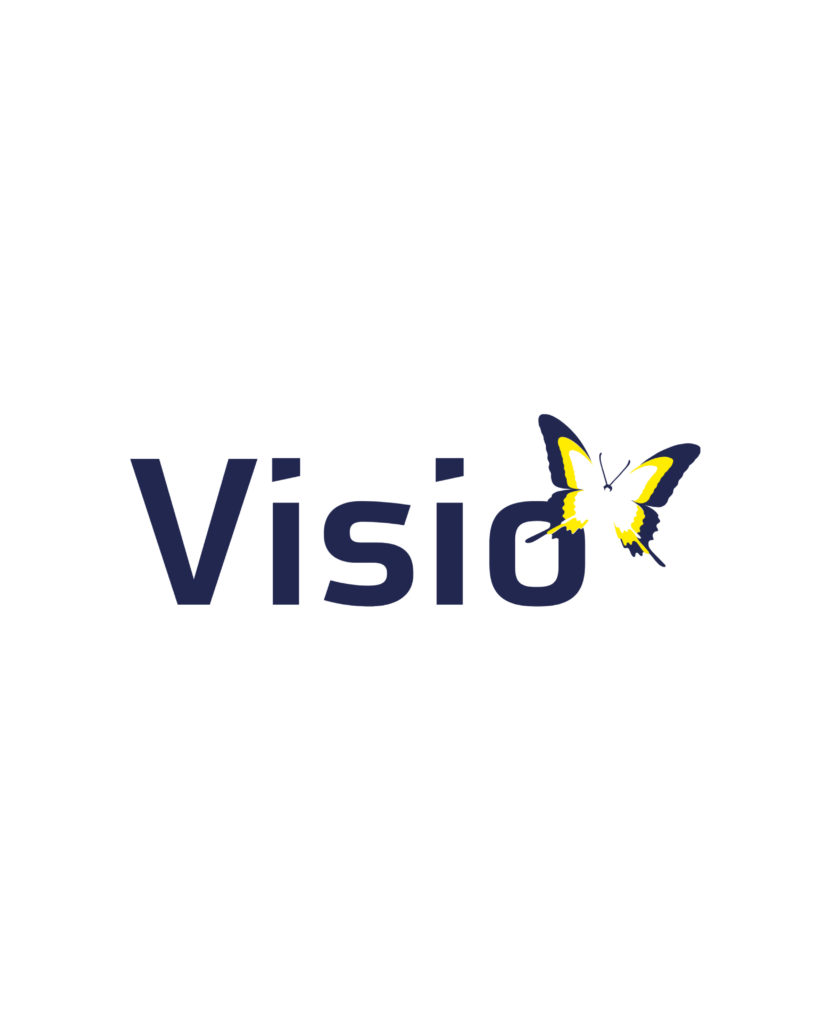 The logo of Visio, an organization offering services and support for visually impaired and blind people.