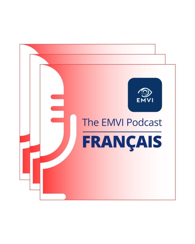 An image representing of the EMVI podcast series, conducted in French.